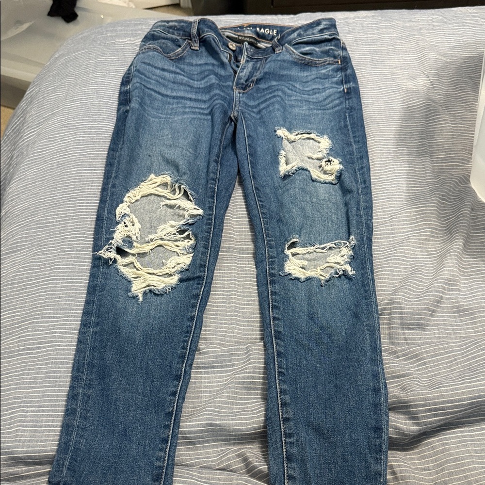 American Eagle Outfitters Women's Ripped Blue Skinny Jeans